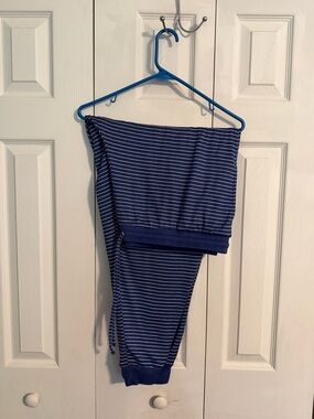 Striped Navy Ankle-Length Women's Pants